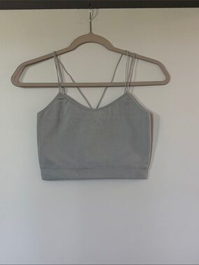 Ribbed Double-Strap Bralette in Light Gray